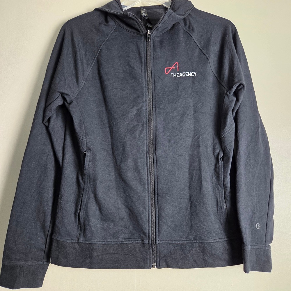Lululemon Mens Scuba Full Zip Hoodie Black The Agency Logo Size M